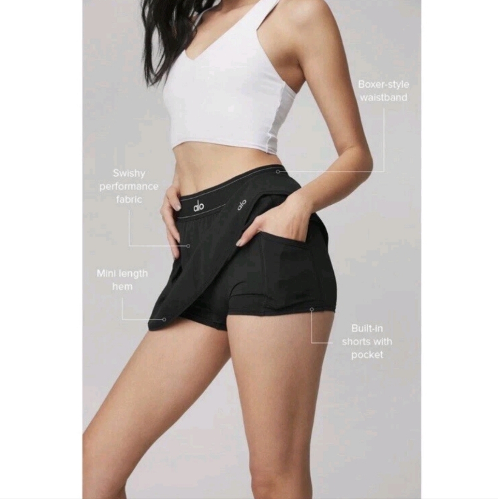 ALO Yoga Match Point Tennis Skirt Black - Picture 4 of 14